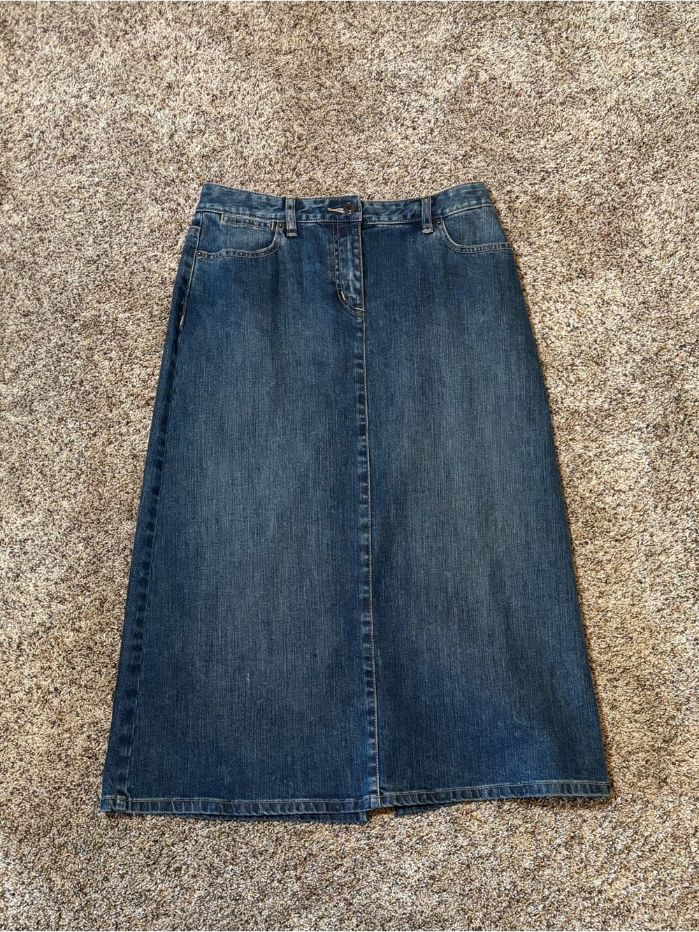 283. Talbots Dark Blue Stretch Denim Skirt, Size 4 - Picture 1 of 5